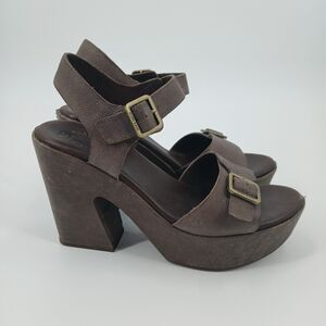 Kork Ease Platform Sandals Womens 8 Gray Leather Boho Hippie Festival Aesthetic